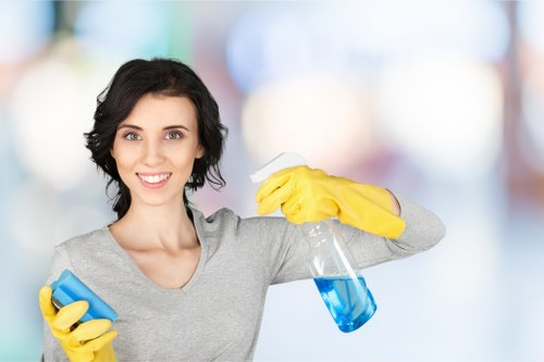 Local domestic cleaner tidying a Maidavale family home